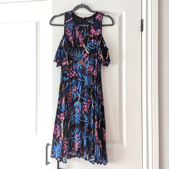 Anthropologie Mauve off shoulder floral midi dress - Picture 3 of 7